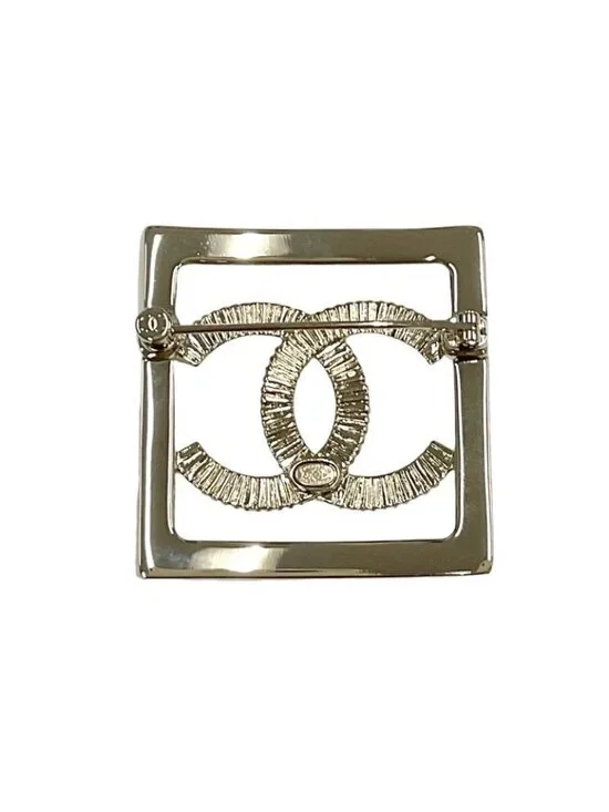 Chanel Brooch Gold Square Rhinestone - Picture 3 of 8